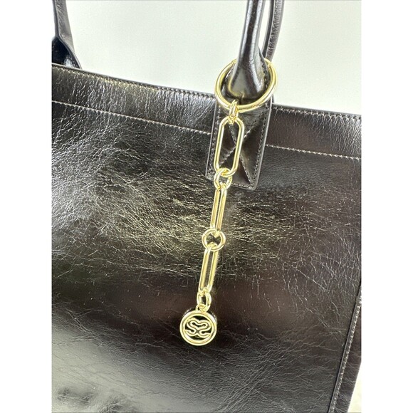 SANDRO Kasbah Large Tote Bag Smooth Leather Chocolat Brown Handbag Purse Snap - Picture 3 of 16